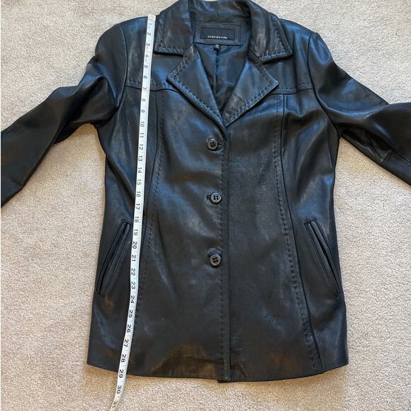 Vintage Jones New York Leather Blazer Jacket Size M Black Goth Y2K 90s Minimal - Picture 7 of 7